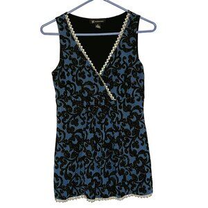 INC International Concepts Babydoll Top Lace Embellished Metallic Party Event